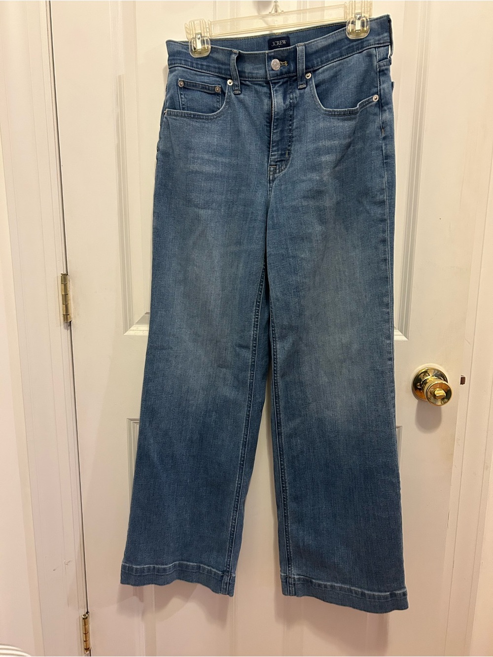 J. Crew Wide-Leg Jeans in Medium Blue Denim
